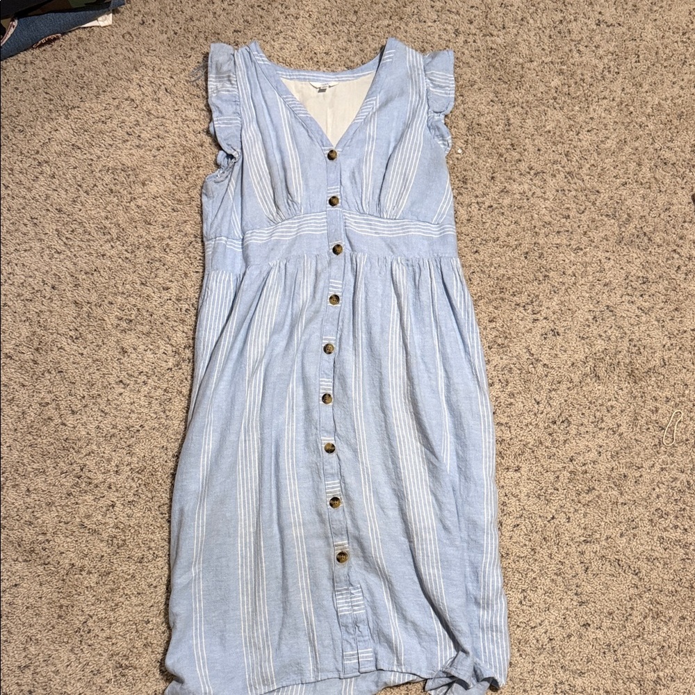 Time and Tru Blue Striped Midi Dress